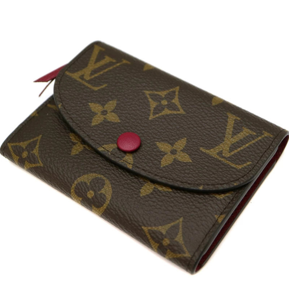 Louis Vuitton Coin Purse Rosalie Coin Purse Wallet Canvas Fuschia Pink Brown